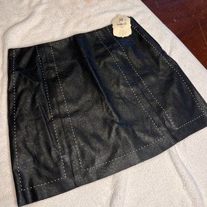 NWT Altar'd State Brooklyn Miniskirt Vegan Faux Leather with white stitching